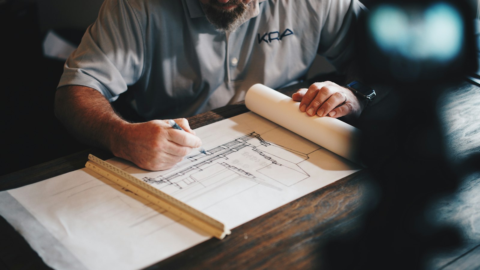 Architect reviewing plans